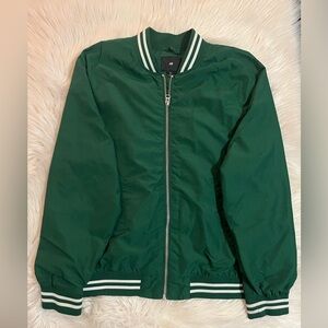 H&M Green Bomber Jacket with White Stripes